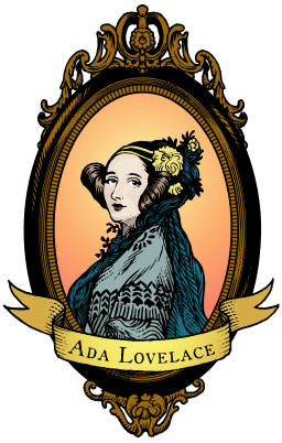 Ilustração colorida de Ada Lovelace, baseada no quadro de A. E. Chalon do século 19.